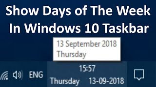 How to Show day of week in taskbar OF Windows 10 [upl. by Anihpesoj]