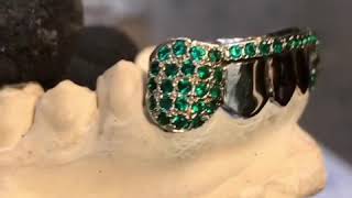 6pc Gold Emerald Flooded Bar Bottom Grillz [upl. by Xilef950]