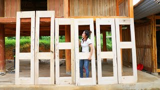 How To Make Wooden Door and Window For Stilt House My Farm  BUILD LOG CABIN [upl. by Eyssej]