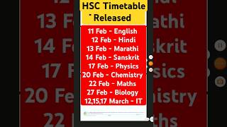 HSC boards 2025 timetable hsc boards class12 shorts shortsvideo shortsfeed [upl. by Annadal]