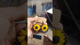 Clay earrings making at home clay diye dul banano Flower making  homemade jewellery clayearring [upl. by Varney337]