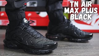 THE BEST ALL BLACK AIR MAX Nike Air Max Plus Black On Foot Review [upl. by Laenahtan]