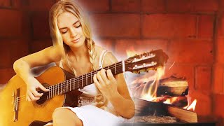 Beau feu de cheminée et guitare acoustique atmosphère zen musique douce calme relaxante lounge [upl. by Aramad361]