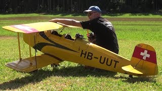 GIANT RC AIRPLANE BÜCKER BÜ 131 JUNGMANN AEROBATIC WITH SMOKE [upl. by Bonina696]