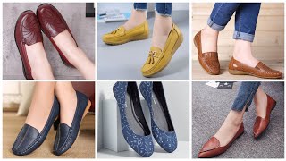 Los mejores zapatos mocasines de mujer hermosos y de tendencia Zapatos planos de invierno diseños [upl. by Baler]