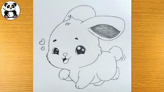 Cute bunny  rabbit animal pencil drawing  easy drawing TaposhiartsAcademy [upl. by Donoho]