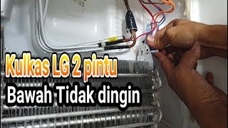 CARA MEMPERBAIKI KULKAS LG BAWAH TIDAK DINGIN 2 PINTU [upl. by Kerin]