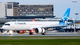 Air Transats FIRST Airbus A321NEO A21N landing in Montreal YULCYUL [upl. by Aihsekat997]