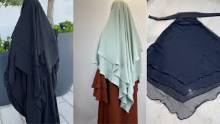 V Shape Double Layered Khimar With Niqab Cutting And Stitching 2 layers Hijab cutting [upl. by Sal]