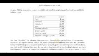 Journal Entries Posting amp Trial Balance  In Class Review Lesson 3B Solution Video [upl. by Girardi]