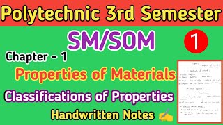 Polytechnic 3rd Semester SMSOM Chapter1 Properties of Materials Lecture  1 by Eg Hemant Sir [upl. by Anahoj]