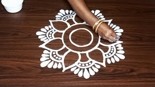 Big Round Flower Jhoti Chita Designs for Laxmi Puja  Easy and Simple Alpona Designs  Easy Rangoli [upl. by Idoj]