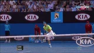 AO 2012 Final Nadal 191kmh Slice Serve Ace [upl. by Ddej433]