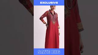 Red Sequin Embroidered Kurta With Printed Pant Set [upl. by Sisi]