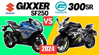 Suzuki Gixxer SF 250 vs CF Moto 300 SR  Side by Side Comparison  Specs amp Price  2024 [upl. by Neirol]