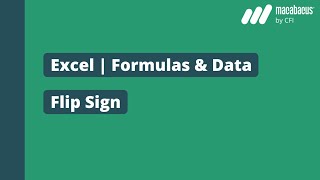 Excel  Formulas amp Data Flip Sign  Macabacus [upl. by Ddart]