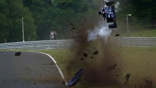 Onboard Massive airborne crash for Vaidyanathan at Oulton Park [upl. by Pyne998]