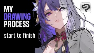 How to draw Anime ✦ Character Illustration Process in Clip Studio Paint Tutorial [upl. by Airahs]