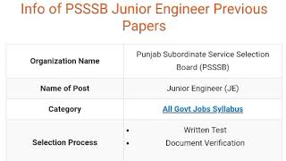 PSSSB Junior Engineer Previous Papers – Download JE Previous Question Papers  sssbpunjabgovin [upl. by Sukram415]