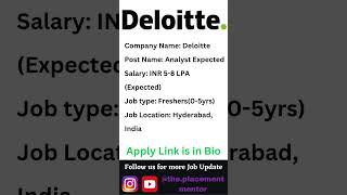 Deloitte Recruitment  Deloitte is hiring 2024 [upl. by Mount]