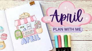 april 2024 🍪 bullet journal plan with me  kawaii bakery theme [upl. by Pineda]