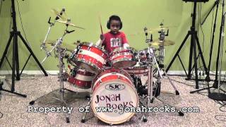 ACDC  Shoot to Thrill 6 Year old Drummer Jonah Rocks [upl. by Dragde]