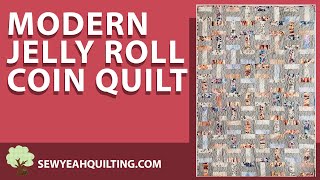 Modern Jelly Roll Coin Quilt  Beginner Tutorial [upl. by Norrahc]