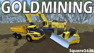 Farming Simulator 17  Gold Mining  Giant Excavator  Dozer  Rock Truck [upl. by Lonyer]