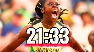 Breaking The Womens 200M World Record Shericka Jacksons Attack flo jo WR In Paris Olympic 2024 [upl. by Valtin173]