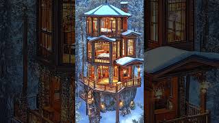 Cozy Winter Cabin Getaway 🌨️  Warm Glow in a Snowy Wonderland ❄️ architecture [upl. by Walcoff]