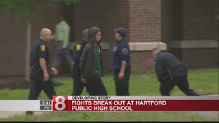 Several people arrested after 75 students involved in fights at Hartford Public High School [upl. by Antsirhc]