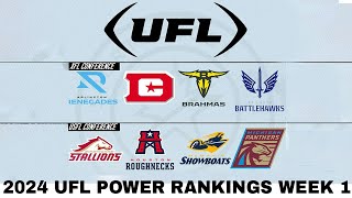 2024 UFL Power Rankings Week 1 [upl. by Coffee]