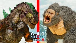 NUEVO GODZILLA ASCENDED ATACA Y DINOSAURIOS PALEO GIGANOTOSAURUS Y REX ARK Ascended Historia [upl. by Nalla990]