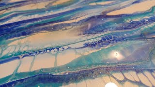 Simple swipe technique with blue shades and gold  Acrylic pouring  Fluid art [upl. by Maryly]