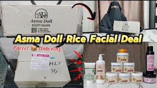 Asma Doll Rice Facial Review ✨💯 Parcel 📦 Unboxing Asma Doll Rice Facial ka Result kesa hy 🍚🌾 [upl. by Zaneski]