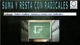 Suma y Resta con Radicales 0610 [upl. by Saul]