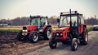 Ciężka zimowa orka na 2 traktory Massey Ferguson 3060 amp Zetor 7211 [upl. by Eric]