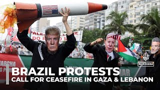 Brazil protests ahead of G20 summit Demonstrators call for ceasefire in Gaza and Lebanon [upl. by Onid]