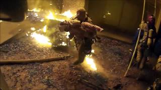 Helmet camera shows firefighter catching child thrown from burning apartment [upl. by Alessandro]