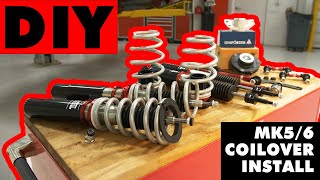 VW MK5MK6 Coilover Install  ECS DIY [upl. by Dhiman]