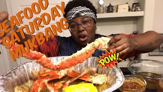 Seafood Boil Crab Feast MUKBANG 🦀  King Crab And Snow Crab  ASMR Crab Cracking [upl. by Adlihtam849]