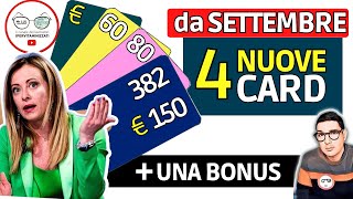 DA SETTEMBRE✅ 4 NUOVE CARTE  BONUS 382€ UNA TANTUM SPESA BIS 150€ INFLAZIONE BENZINA CARTA ACQUISTI [upl. by Sseb655]