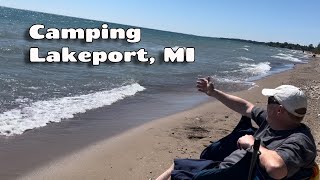 Camping Lakeport State Park MI Lake Huron campground review best beaches [upl. by Yelram]