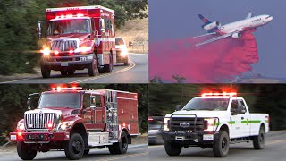 Major Vegetation Fire DC10 Tanker Fire Units and Aircraft Responding to the 600 Acre Creek Fire [upl. by Ennaeiluj]