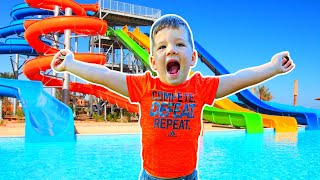 BEST WATER SLIDES EVER Family Fun Day riding Water slides at Water Park for Kids w Caleb amp Mommy [upl. by Atidnan]