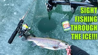 CRAZIEST Ice Fishing Day of my Life SIGHTFISHING Through the Ice [upl. by Pacifa]