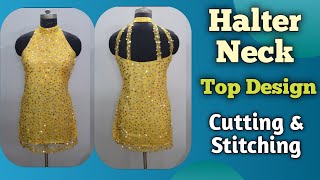 Halter Neck Kurti Design Cutting and Stitching [upl. by Jacobsohn]