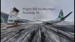 Winter approach runway 19 at Akureyri Airport Iceland AEY BIAR [upl. by Stegman]