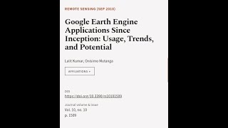 Google Earth Engine Applications Since Inception Usage Trends and Potential  RTCLTV [upl. by Borgeson297]