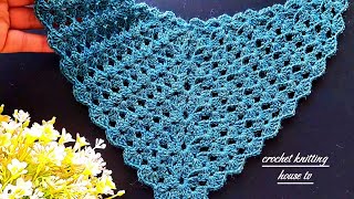 crochet châle triangle facile étape par étape vous allez aimer le résultatchâle au crochet facile [upl. by Lilith]